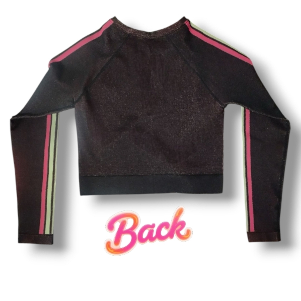Fabletics Long Sleeve Aisley Crop Top | Black Seamless | Size XL | NWOT - Picture 5 of 11